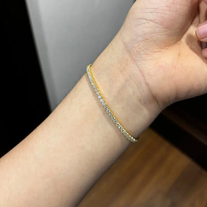 Elastic 2.5mm 3mm Full D Color Moissanite Tennis Bracelet Bangle for Women 925 Silver Pass Diamond Test Hand Link Bracelets