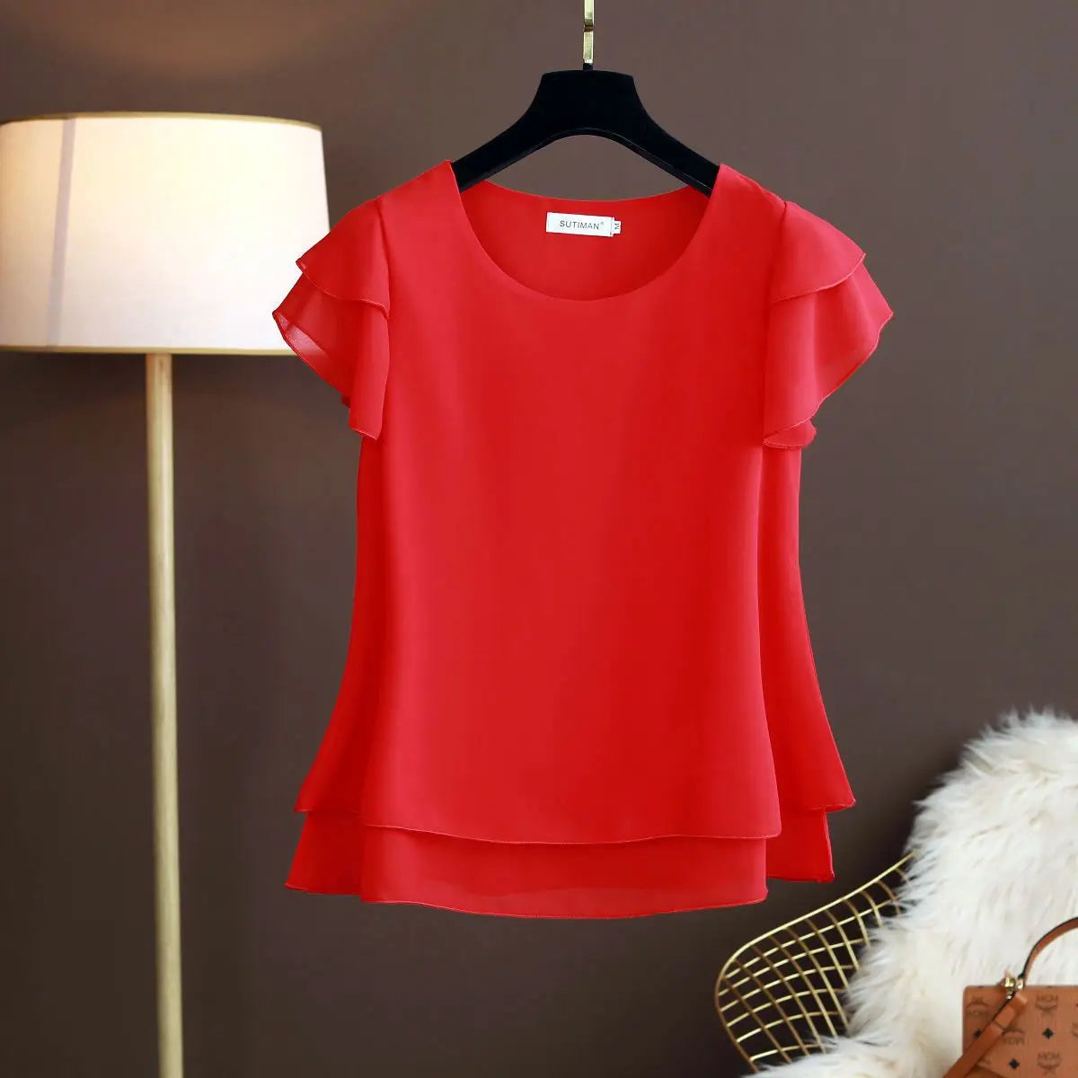 Fashion Brand Summer Oversized Loose and Thin Casual Blouse Top Short Sleeve Chiffon Top White Blouse Green Women’s Tops M-6XL