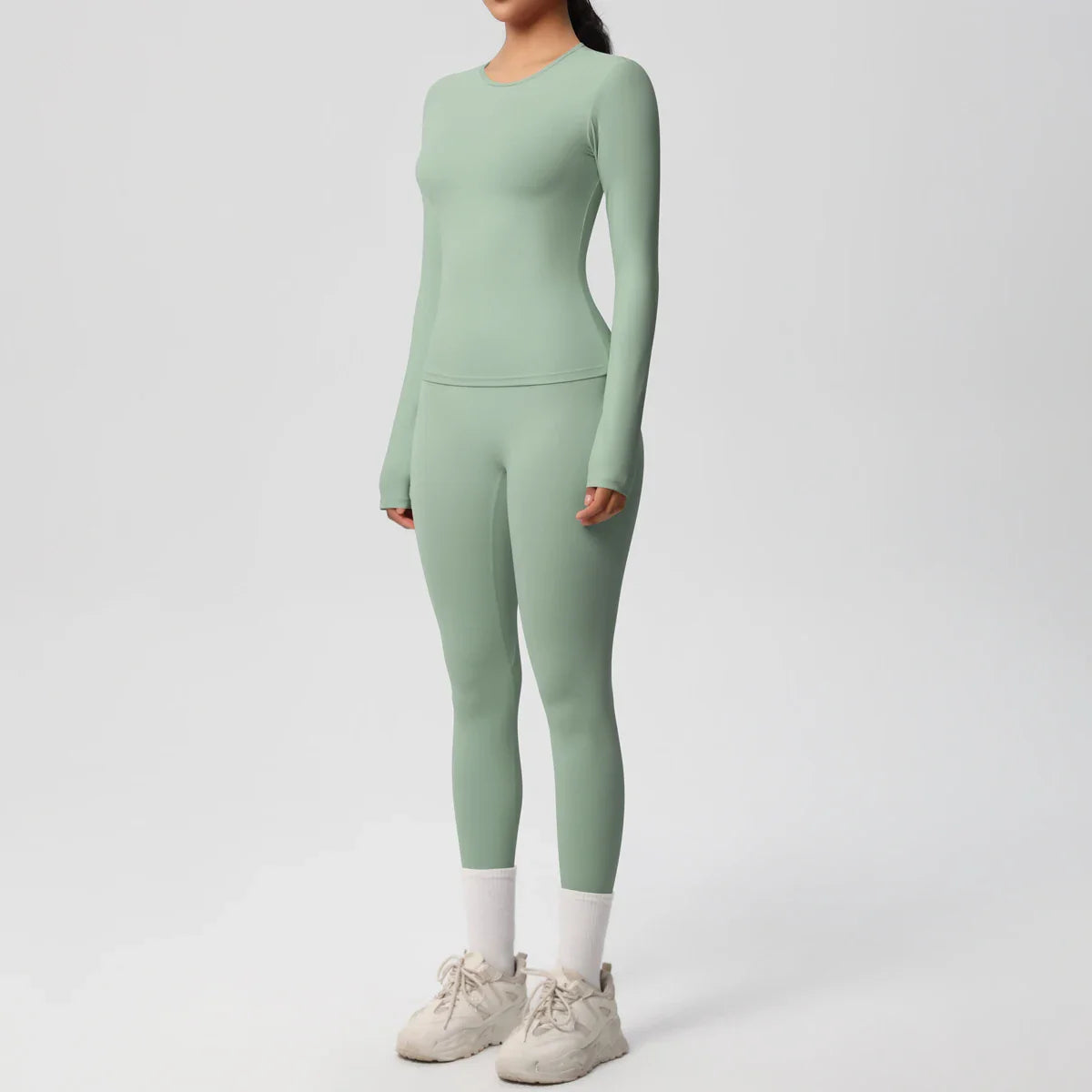 2 PCS Sportswear Yoga Set Gym Clothes Yoga Suits For Women Fitness Set Tracksuits Sports Long Sleeve Crop Top Gym Leggings