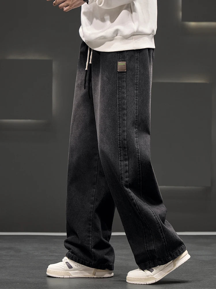 Spring Autumn Baggy Jeans Men Trousers Wide Leg Straight Denim Pants Daily Streetwear Loose Casual Jeans Asian Size L-6XL