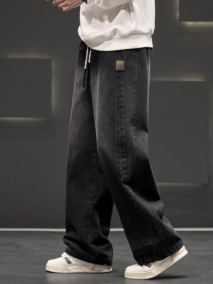 Spring Autumn Baggy Jeans Men Trousers Wide Leg Straight Denim Pants Daily Streetwear Loose Casual Jeans Asian Size L-6XL
