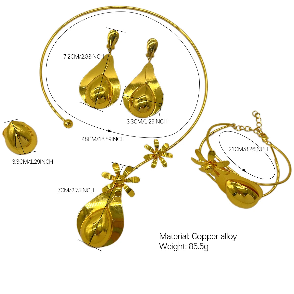 Elegant Dubai 24K Gold Plated Necklace Earrings Fashion New Design Trendy Jewelry Sets for Women Party Gift Wedding Accessories