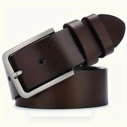 Vintage Square Alloy Buckle Men's Synthetic Leather Belt with Black, Casual & Business Style, Durable Accessory Vintage Belts