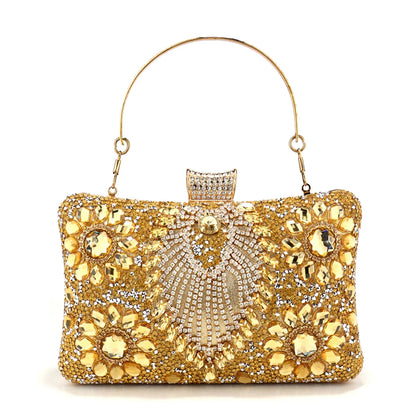 Acrylic Flower One Side Glitter Tassel Women Evening Bags Diamonds Small Day Clutch Luxury New Chain Shoulder Handbags For Party