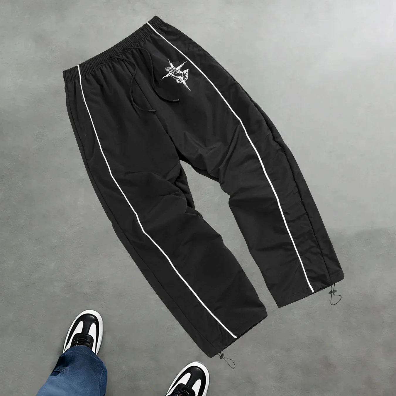 2026 Cross Print Sports Pants Summer Casual Lightweight Breathable Fitness Training Drawstring Long Pants Retro Street Style