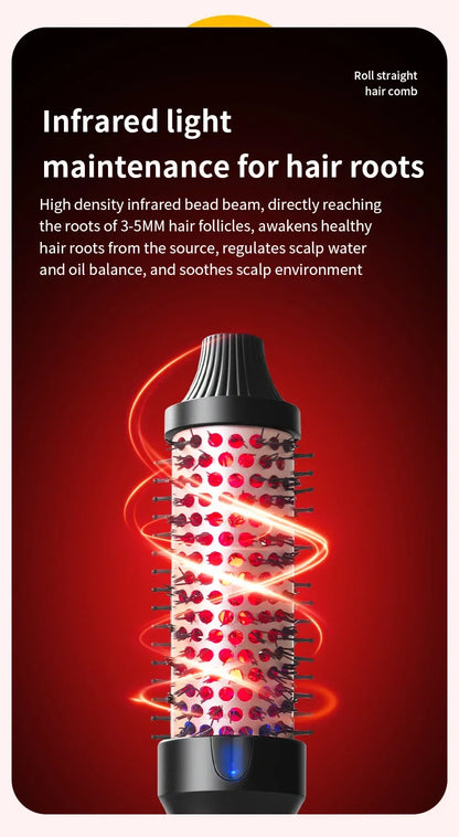 Fluffy Comb Straight Hair Curling and Straightening Dual Purpose Curling Brush PTC Heating Red Light Hair Care Curling Iron