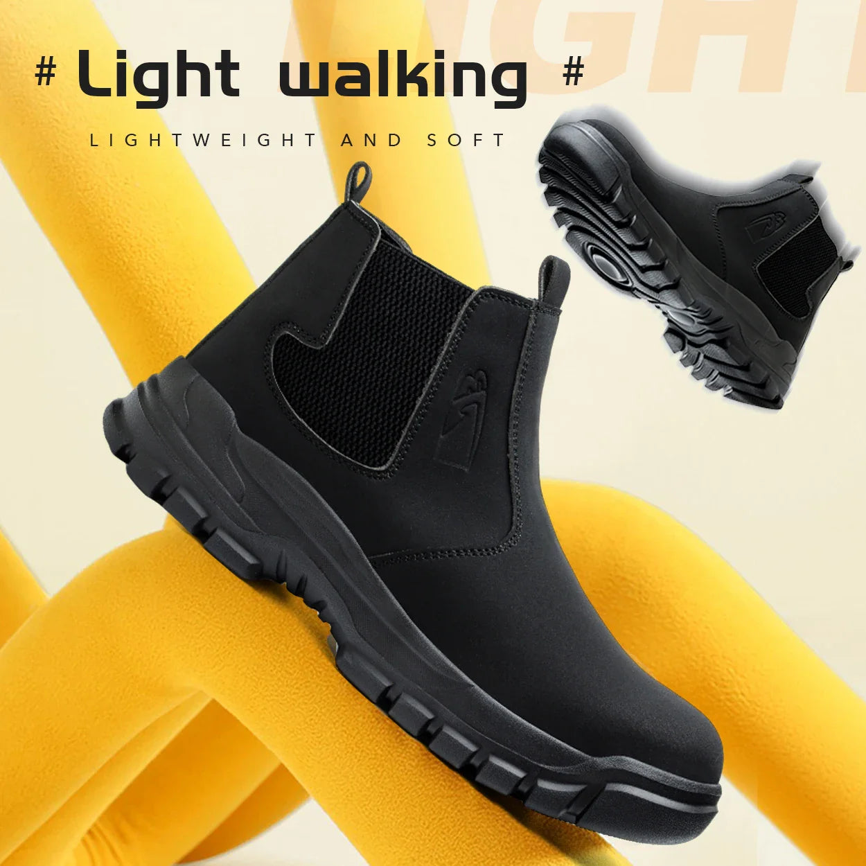 Quality Men Work Boots Anti-smash Anti-puncture Safety Shoes Chelsea Boots Anti-scald Welding Shoes Indestructible Men Boots