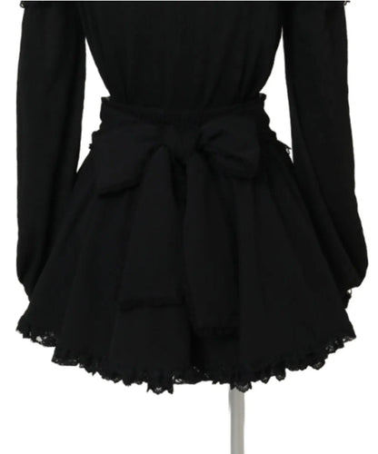 Liz Japanese New 2026 Spring Sweet Girl Heart Buckle Double Bow Lace Patchwork High-waisted Kawaii Elegant Princess Short Skirt