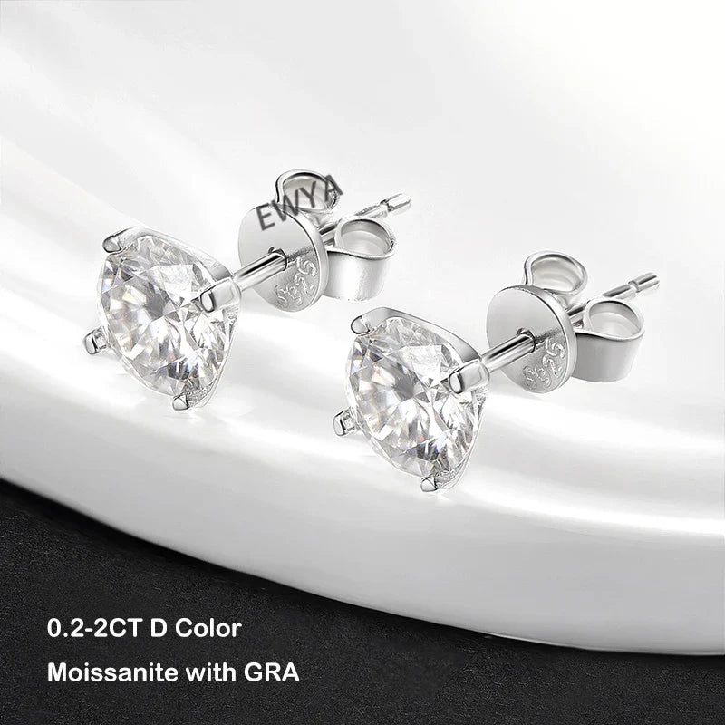 4 Prong 0.2-2ct D Color Moissanite Screw Earrings for Women Wedding Fine Jewelry S925 Silver Diamond Earring Ear Studs Gift