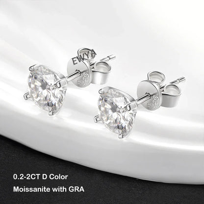 4 Prong 0.2-2ct D Color Moissanite Screw Earrings for Women Wedding Fine Jewelry S925 Silver Diamond Earring Ear Studs Gift
