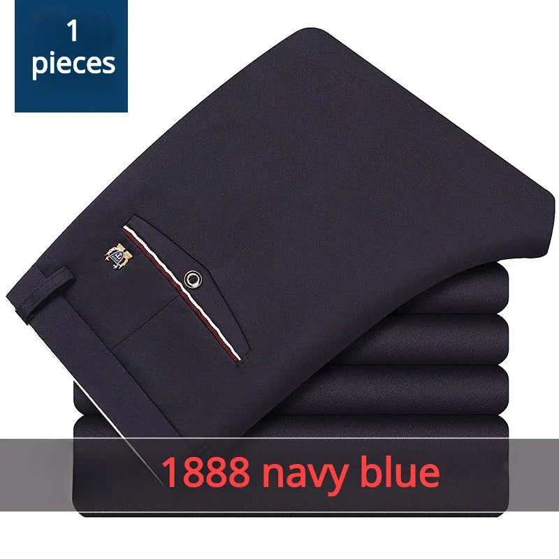 Stylish Black Dress Pants for Men Comfortable Casual Trousers Four-Season Korean Business Suit Pants Male Stretch Slim-Fit Pants