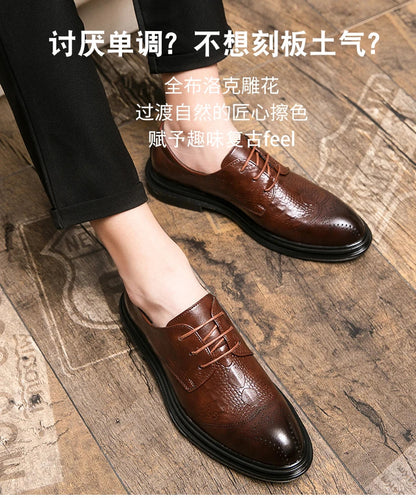 Luxury Men Brogue Dress Shoes Men Suit Casual Shoes Formal Business Leather Shoes Men Brown Wedding Italian Banquet Shoe Size 46