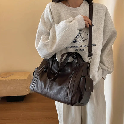 Daily Business Commuting Large Capacity Tote Hand Bags Soft Pu Leather Shoulder Bags for Women Zipper Women's Handbags Quality