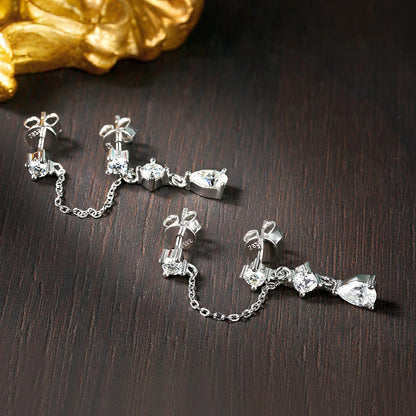 D VVS1 Moissanite Earrings for Women GRA Certified Pear Cut Pendant Tassel Earring Solid s925 Silver Dainty Ear Ring