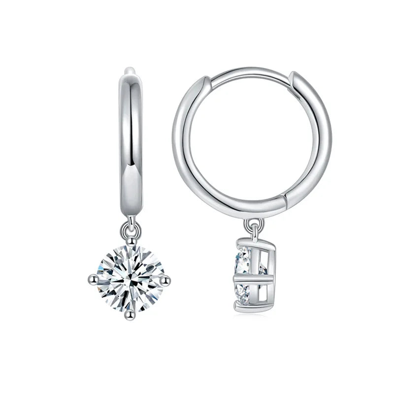 100% Real 0.5 Carat 5mm D Color Moissanite Diamond Drop Earrings Women’s S925 Silver Plated 18K Yellow Gold Tassel Earring