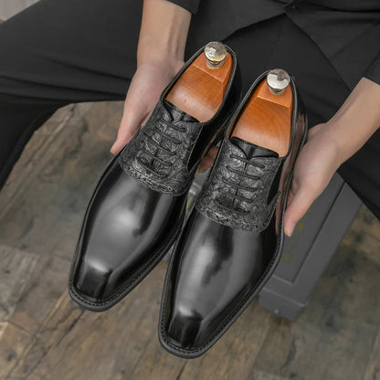 Fashion Designer New Men's Pointed Lace Up Oxford Shoes Male Wedding Dress Homecoming Formal Wedding Footwear