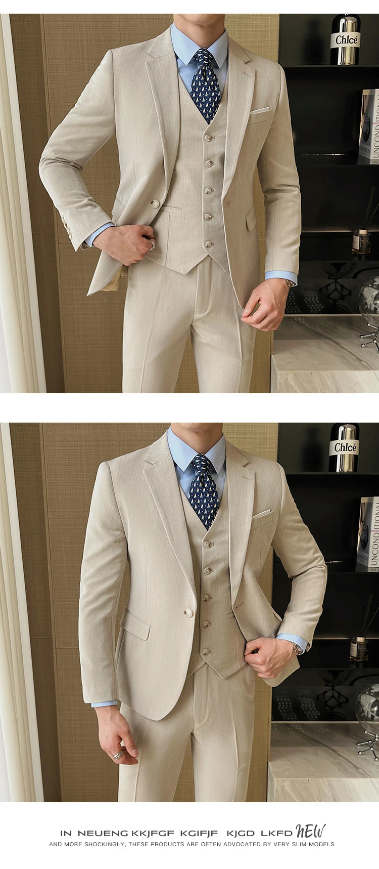 ( Jacket + Vest + Pants ) High-end Men's Slim Business Casual Suit Groom Wedding Dress Party Suit Blazers Waist Coat Trousers