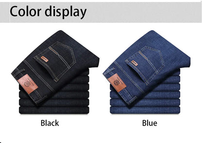 Men's Soft Straight Denim Pants 2025 Autumn Classic Business Black Biker Jeans Overalls Masculino Pantalone Hombre Mannen Homme