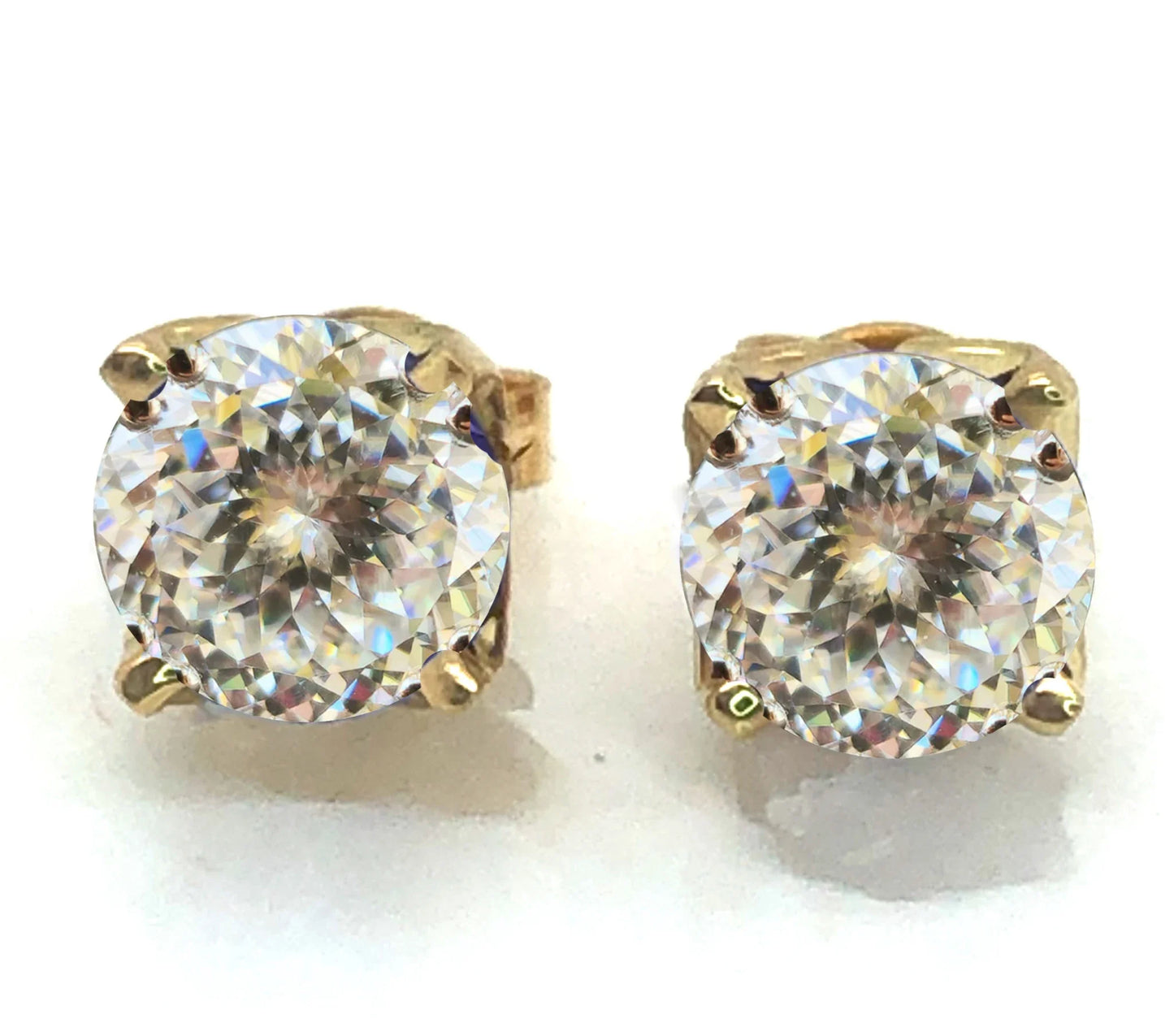 100% S925 silvery Portuguese cut D moissanite screw back 4 prong stud earring for women golden plated yellow golden plated  GRA