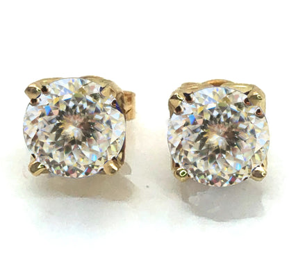 100% S925 silvery Portuguese cut D moissanite screw back 4 prong stud earring for women golden plated yellow golden plated  GRA