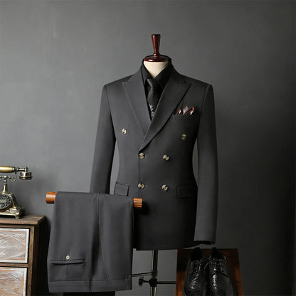 New Classic Business Men's 2-Piece Suit Jacket Pants Slim Fit Groom Formal Event Men Clothing Temperament Wedding Dating Office