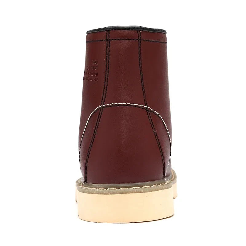 Winter Warm Men Boots Leather Mens Snow Boots with Fur Handmade Waterproof Male Ankle Boots No-slip High Top Male Work Shoes