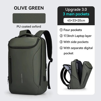 Business Backpack for Men Waterproof and Travel Laptop Backpack with USB Charging, Fits 17 Inch Laptop and Tech Gear