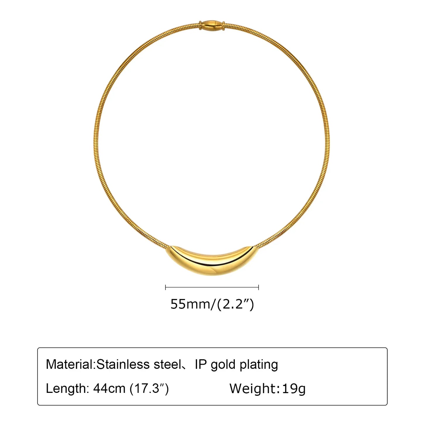 Choker Neck Cuff for Women, Open Collar Choker Torques Necklace Adjustable ,Simple Stainless Steel Jewelry