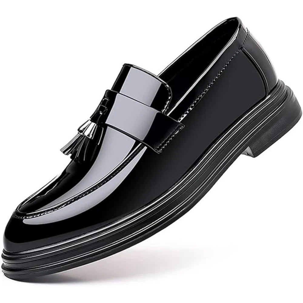Men's High Gloss Patent Penny Loafers Fashion Formal Business Casual Oxford Slip On Dress Shoes Shoe for Men