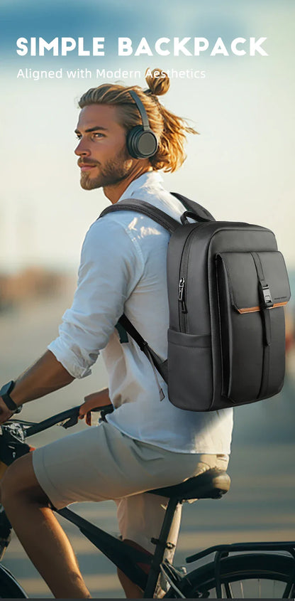 Stylish Business Backpack for Men Waterproof 15.6 inch Flap Laptop Backpack Multiple Pockets Casual Daypack for Work School