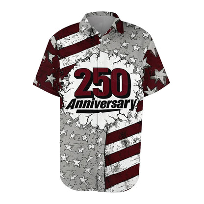 Patriotic American Flag Print Mens 250 Years of Freedom Raglan T Shirt Waffle V Neck Short Sleeve Casual Tops