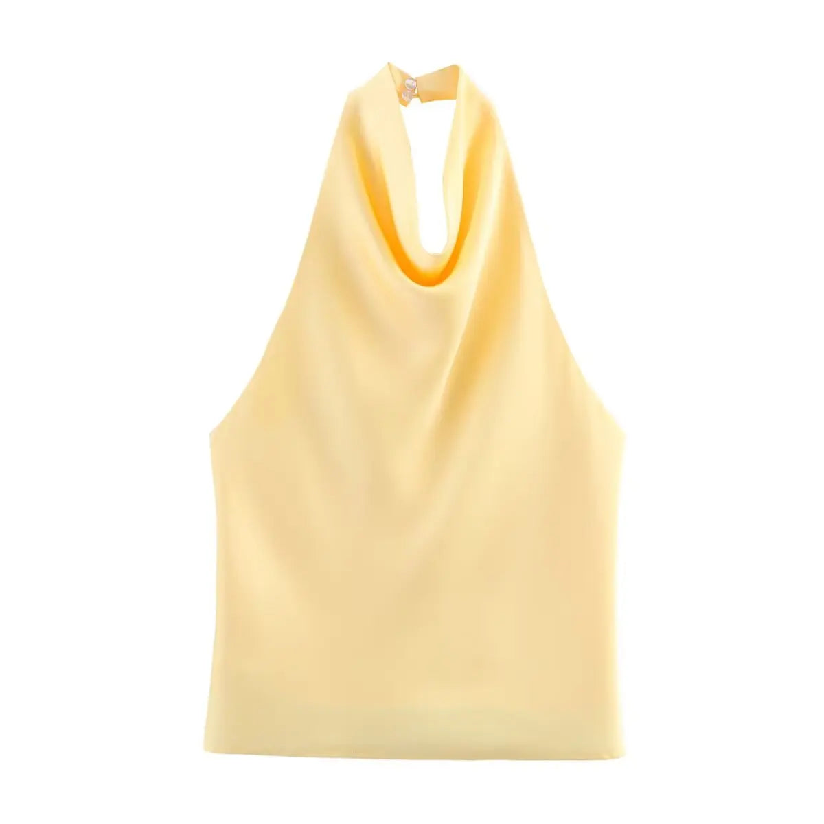 Elegant Women's Satin Backless Halter Vest Summer Solid Sleeveless Sexy High Street Waistcoat Female Slim Camisole Tops
