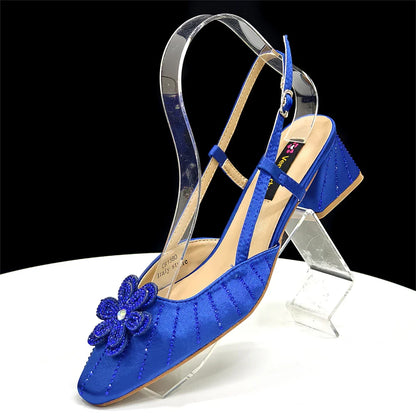 Italian Fashion Women's Elegant Orange Heels & Rhinestone Clutch Bag Set – Perfect for Parties and Special Occasions