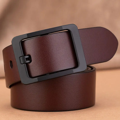 Man Retro Leather Belt Pin Buckle Jeans Black Belt Business Casual Luxury Brand Vintage Strap Waistband