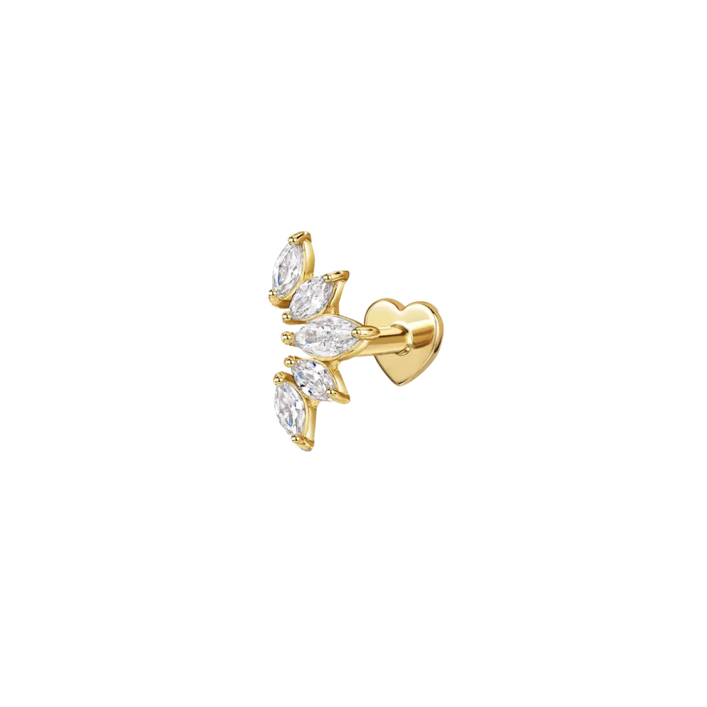 1PC 925 Sterling Silver Crown Horse Eye Zircon Heart Flat Head Cartilage Piercing Stud Earring For Women Claasic Earring