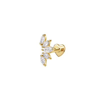 1PC 925 Sterling Silver Crown Horse Eye Zircon Heart Flat Head Cartilage Piercing Stud Earring For Women Claasic Earring