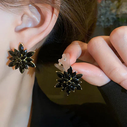 Flower Earrings for Women Korea Simple Sweet Stud Earrings Luxury High-grade Solid Color Charm Jewelry Girls Gift
