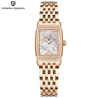 Pagani Design New 22mm Square Women's Quartz Watch Stainless Steel Sapphire Glass 50m Waterproof Women's Quartz Watch