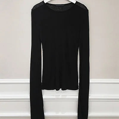 Shirt Women T-Shirt Long Sleeve Korean Style Slim Basic Elasticity Tshirt Top Womens Clothing T Shirt Femme