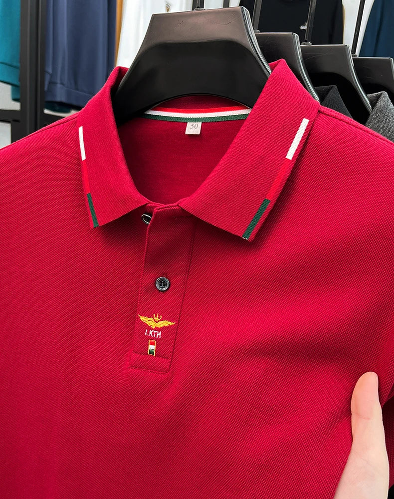 100% pure cotton long sleeved men's polo shirt autumn luxury brand custom embroidery design fashionable golf top casual T-shirt