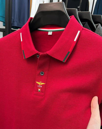 100% pure cotton long sleeved men's polo shirt autumn luxury brand custom embroidery design fashionable golf top casual T-shirt