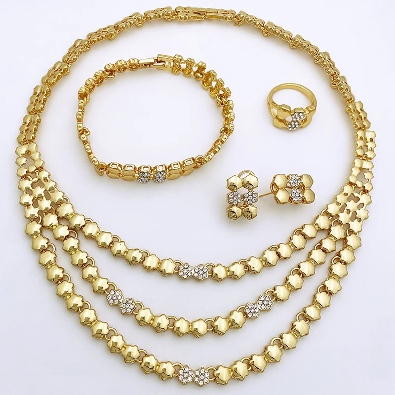 Conjuntos de Joias de Cor Dourada para Mulheres, Conjuntos de Colares para Mulheres, bijoux de mode, conjuntos de joias
