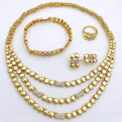 Conjuntos de Joias de Cor Dourada para Mulheres, Conjuntos de Colares para Mulheres, bijoux de mode, conjuntos de joias