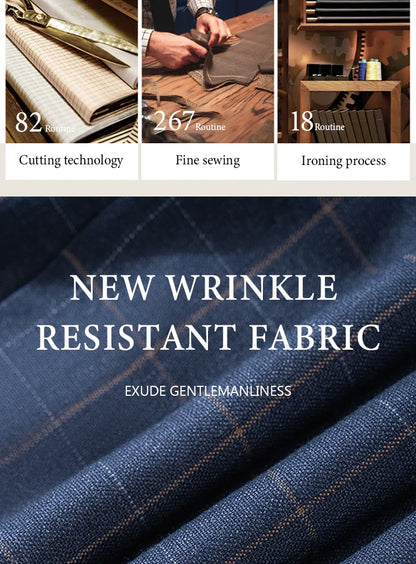 High Quality khaki Plaid suit Formal Business Office Men's Suits Fashionable and Casual evening gown