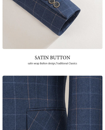 Stylish Checkered Suit 3 Piece Set Men Business Casual Wedding Outfit Slim Fit man suits