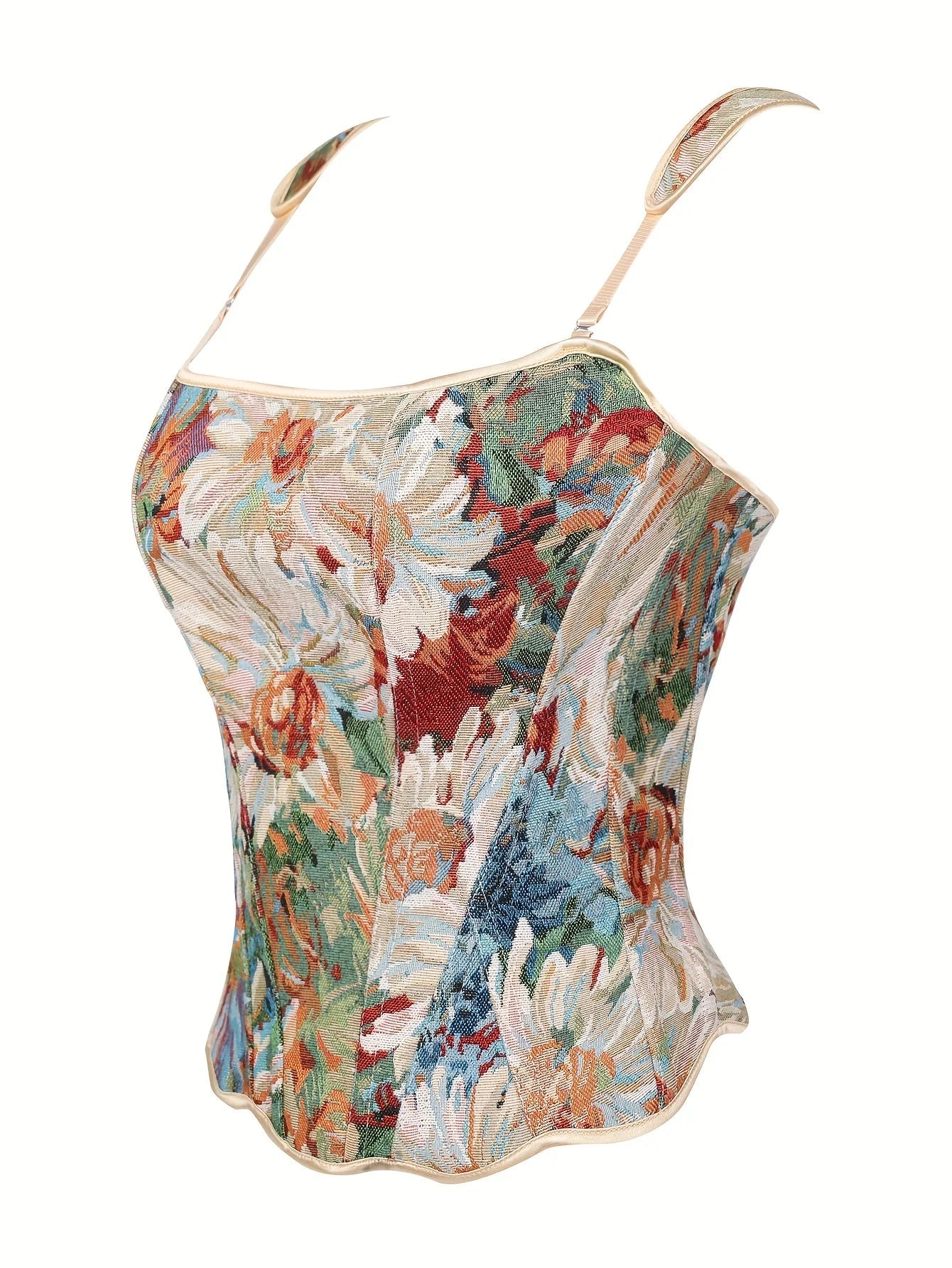 A Frenchstyle floral and fresh printed corset for women shaping top
