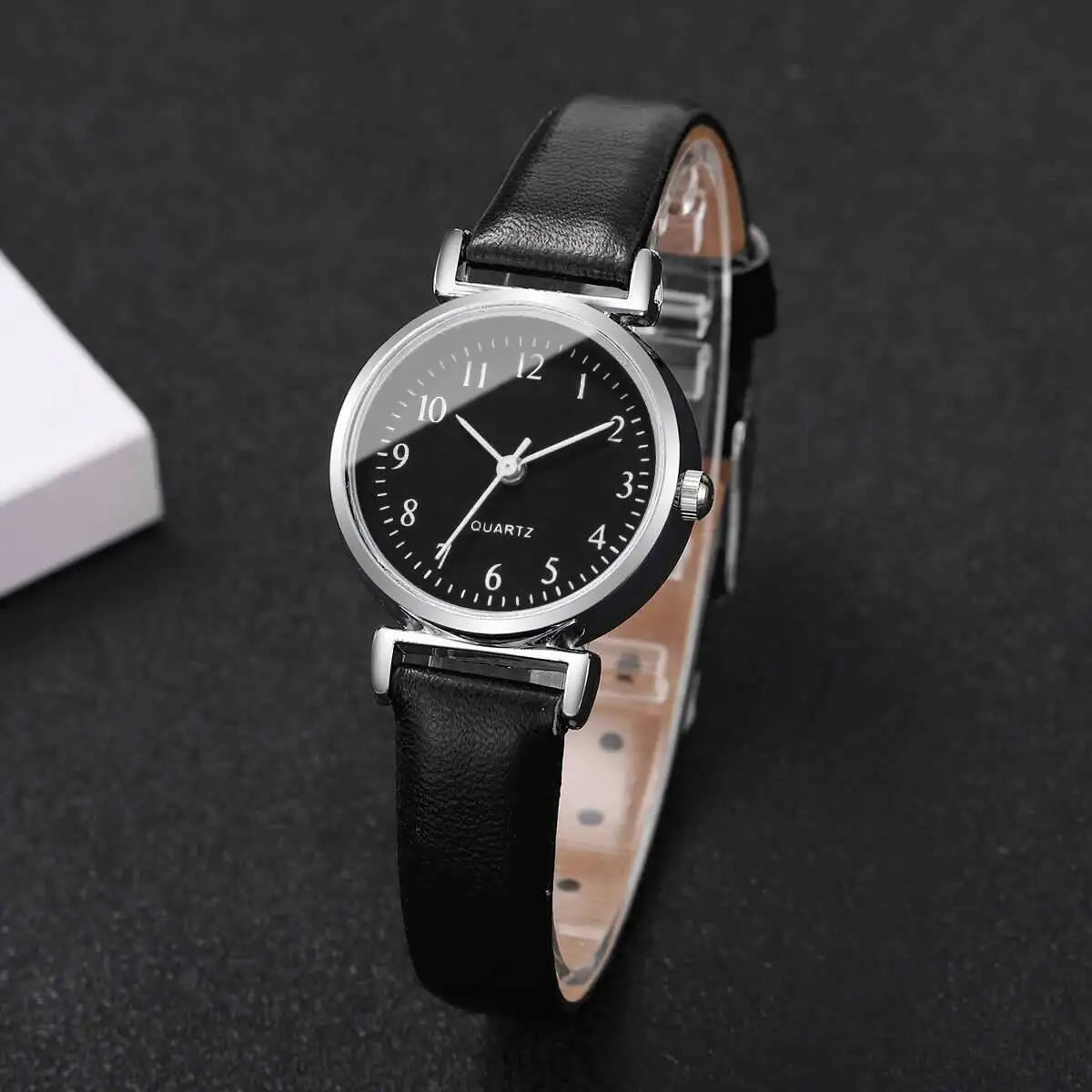 2PCS Fashion Women Quartz Watches Set Simple Small Dial Leather Strap Watch for Girls Reloj Mujer（Without Box）