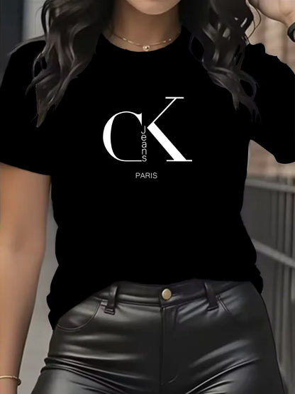Summer luxury brand fashion cartoon letter print crew collar clothing short sleeve T-shirt  trend women's summer Y2K top