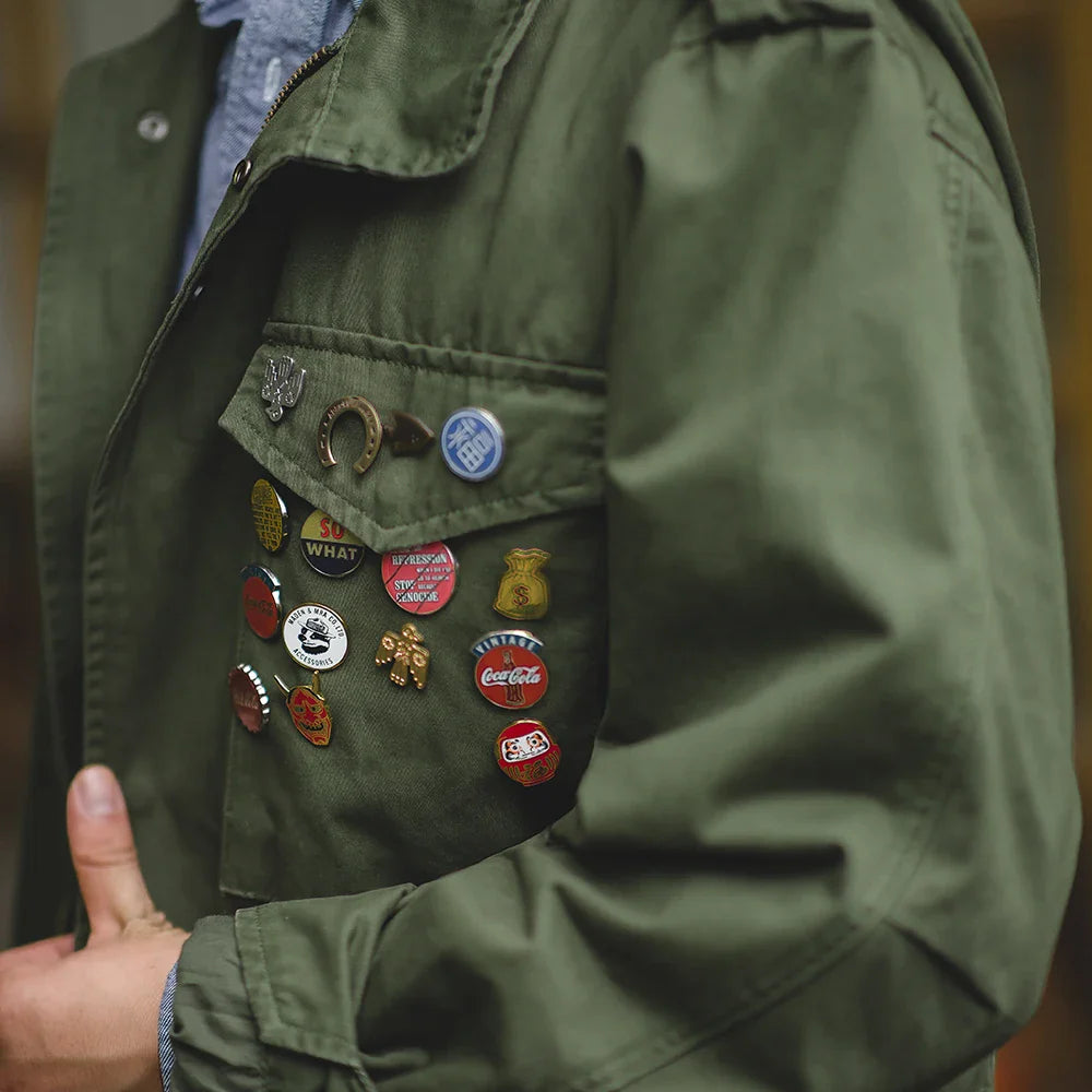Jackets for Men Green Outdoor Windbreaker Vintage Casual Solid Coat Mens Clothes Multi-Pocket Jacket