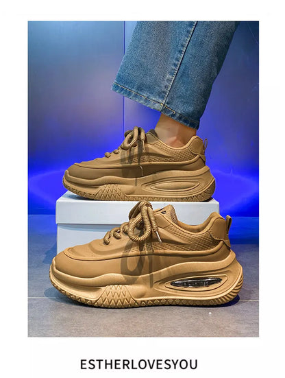 Tênis Esportivo Casual Masculino, Tênis de Skate Moderno com Sola Grossa, Calçados Masculinos Confortáveis e da Moda Adequados para Uso ao Ar Livre